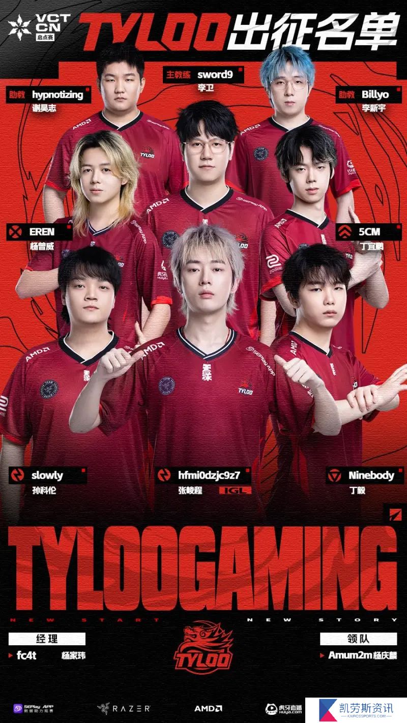 TYLOO发布启点赛大名单：五位选手，sword9担任主教练