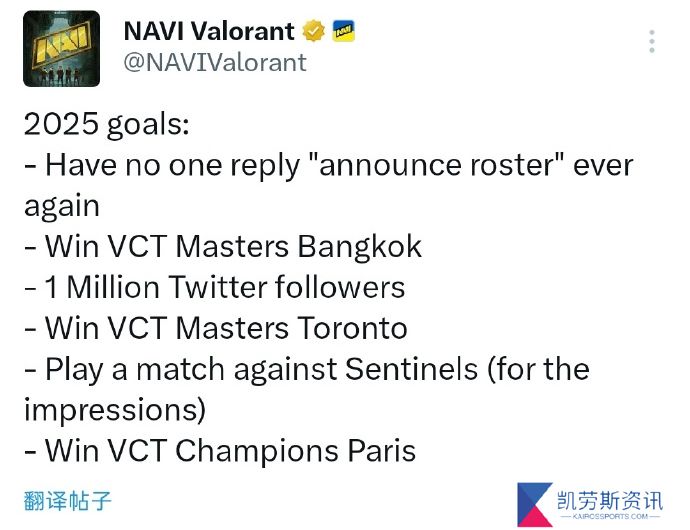 NAVI 2025年的目标：夺冠，夺冠，还是挺忙的夺冠！